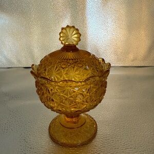 Amber Glass Candy Dish